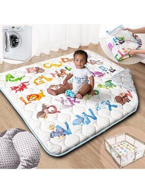 Extra Large 50x50 Baby Play Mat - Soft, Machine Washable Playpen Floor Mat